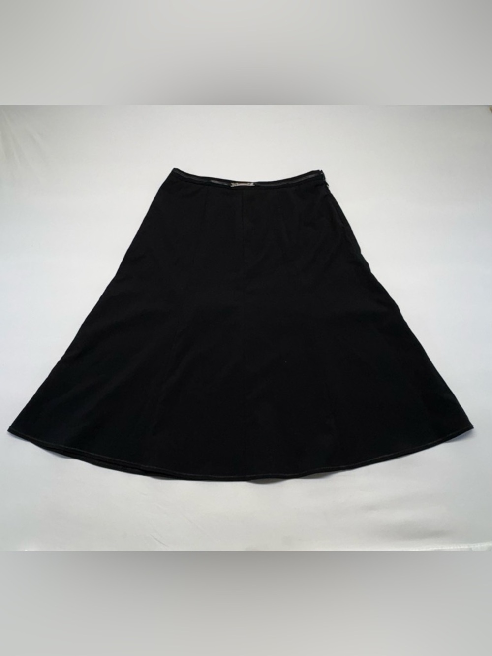 East 5th Solid Black A-Line Midi Skirt Size 8